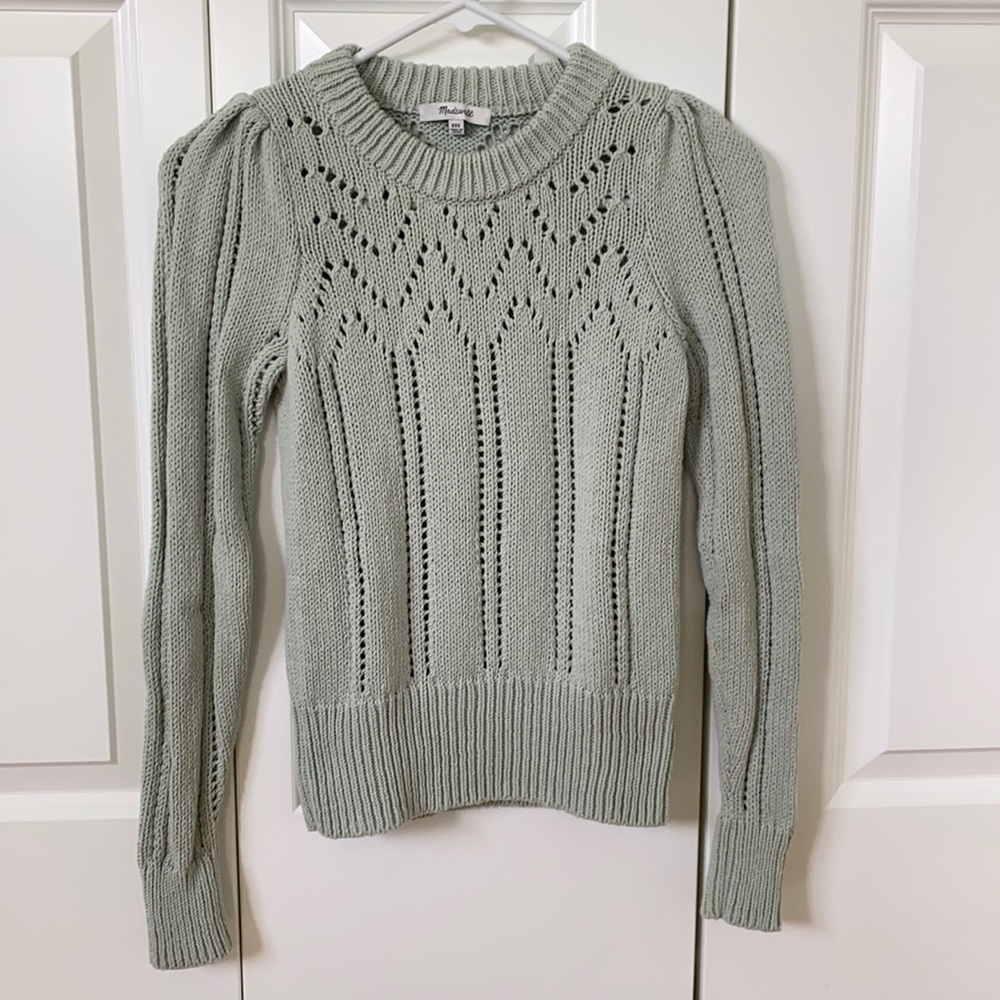 Madewell pointelle puff sleeve sweater